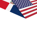 Marco banderas República Dominicana y Estados Unidos en lienzo
